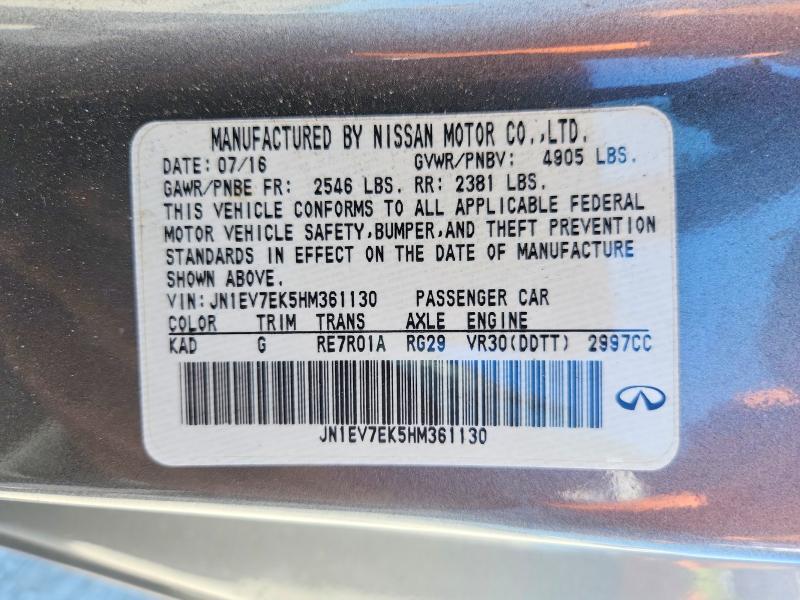 Продажа на аукционе авто 2017 Infiniti Q60, vin: JN1EV7EK5HM361130, номер лота: 67922636