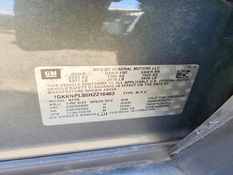 2017 Gmc Acadia მანქანა იყიდება აუქციონზე, vin: 1GKKNPLS6HZ216463, აუქციონის ნომერი: 70795626