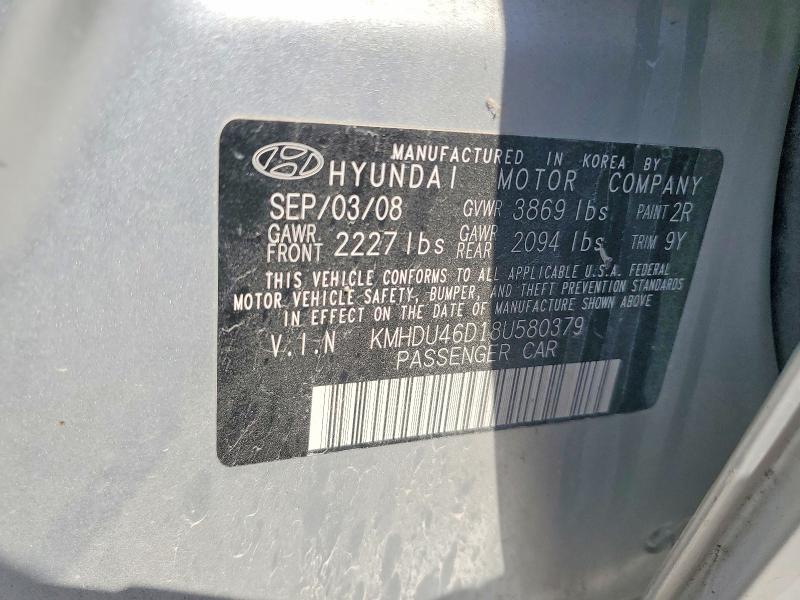 Aukcja sprzedaży 2008 Hyundai Elantra, vin: KMHDU46D18U580379, numer aukcji: 69536676