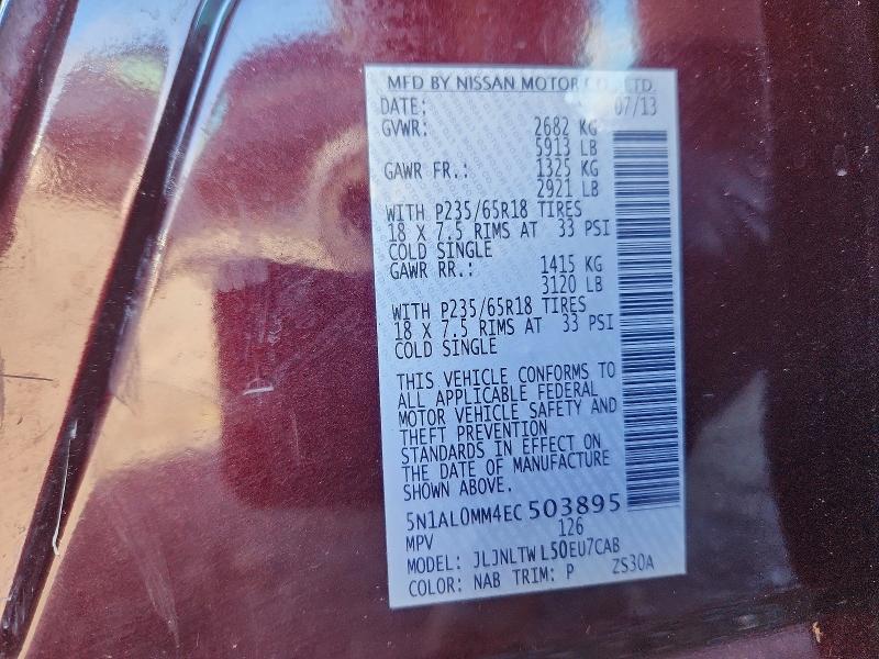 Aukcja sprzedaży 2014 Infiniti Qx60, vin: 5N1AL0MM4EC503895, numer aukcji: 70690336