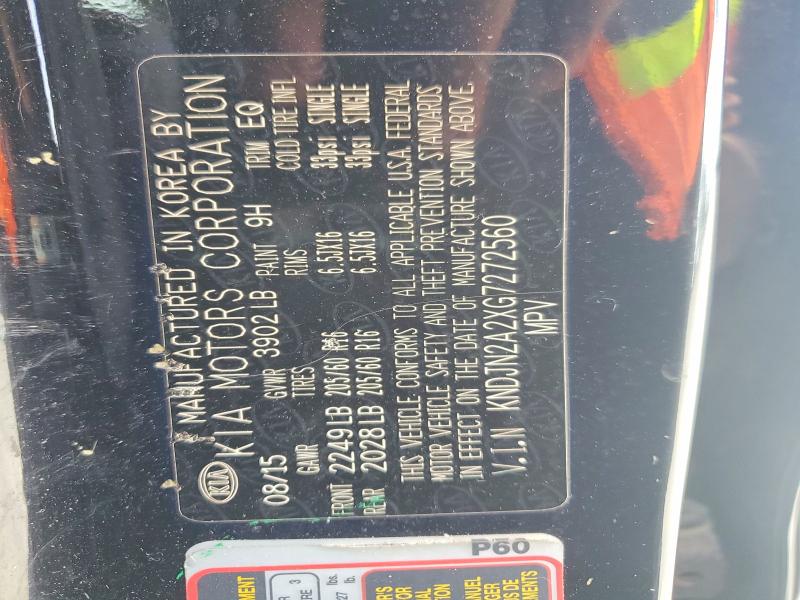 68160616 :رقم المزاد ، KNDJN2A2XG7272560 vin ، 2016 Kia Soul مزاد بيع