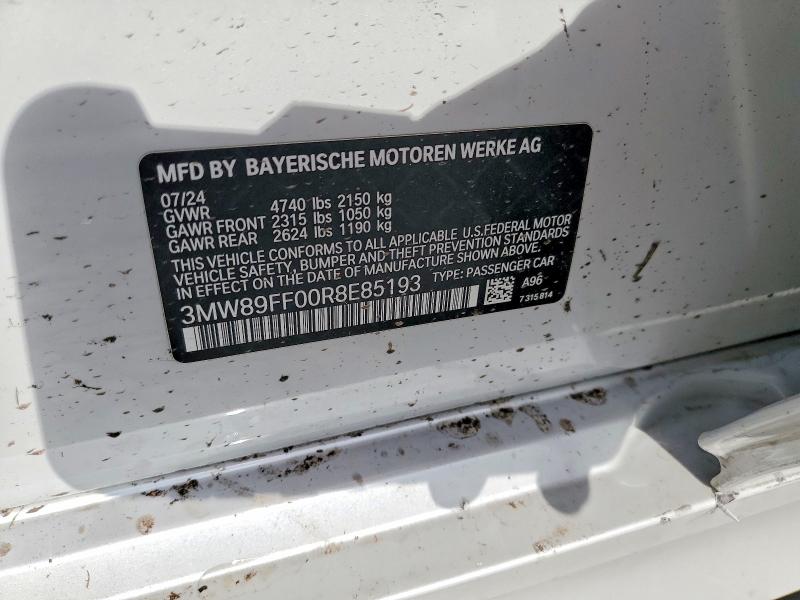 68208116 :رقم المزاد ، 3MW89FF00R8E85193 vin ، 2024 Bmw 330xi مزاد بيع