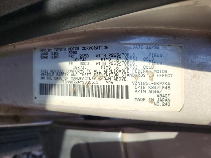 Продаж на аукціоні авто 2000 Toyota 4runner, vin: JT3HN87R4Y9035515, номер лоту: 67704676