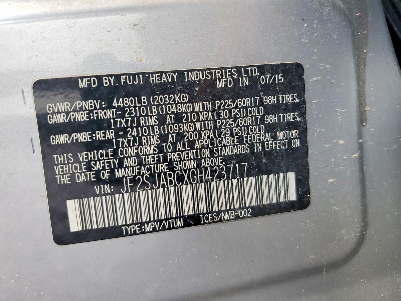 Продажа на аукционе авто 2016 Subaru Forester, vin: JF2SJABCXGH423717, номер лота: 68749936
