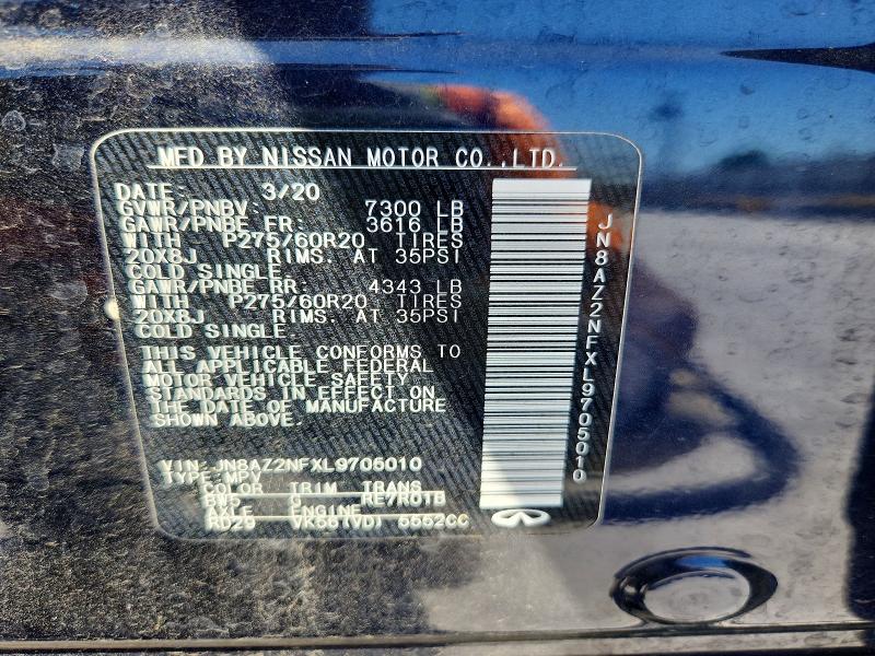 Aukcja sprzedaży 2020 Infiniti Qx80, vin: JN8AZ2NFXL9705010, numer aukcji: 67562936
