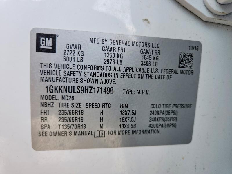 2017 Gmc Acadia მანქანა იყიდება აუქციონზე, vin: 1GKKNULS9HZ171498, აუქციონის ნომერი: 68683396