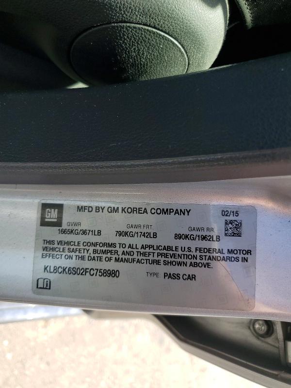 Продажа на аукционе авто 2015 Chevrolet Spark Ev, vin: KL8CK6S02FC758980, номер лота: 67359696