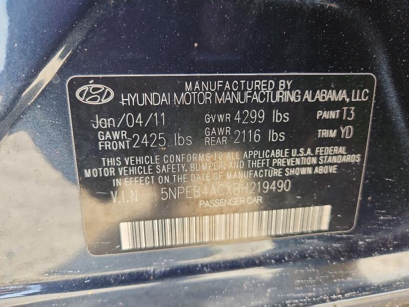 Aukcja sprzedaży 2011 Hyundai Sonata, vin: 5NPEB4ACXBH219490, numer aukcji: 69235126