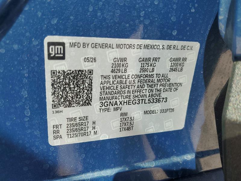 69636176 :رقم المزاد ، 3GNAXHEG3TL533673 vin ، 2026 Chevrolet Equinox مزاد بيع