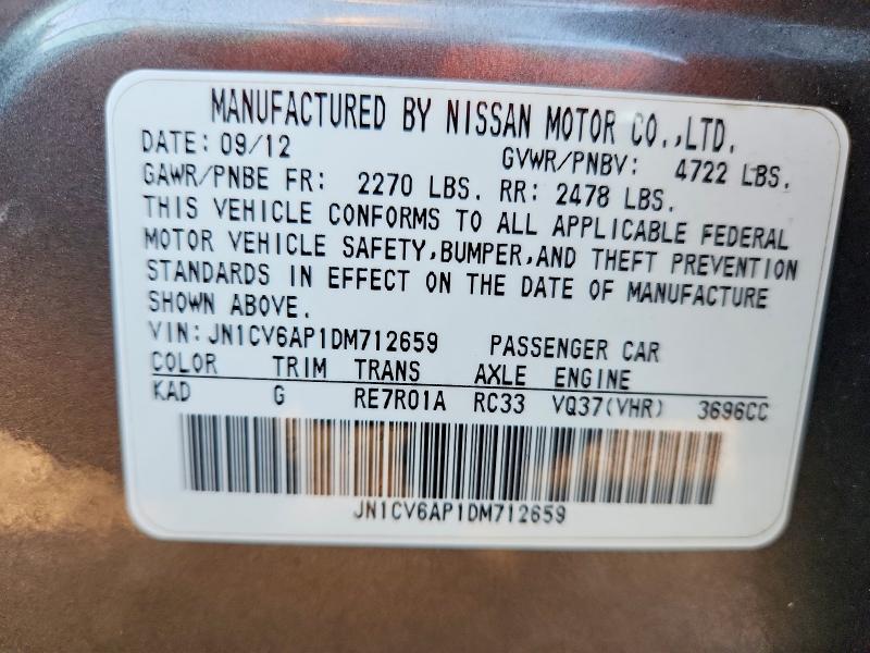 Aukcja sprzedaży 2013 Infiniti G37 Sedan, vin: JN1CV6AP1DM712659, numer aukcji: 69164916