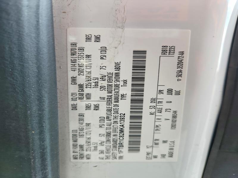 2021 Ford Transit 250 მანქანა იყიდება აუქციონზე, vin: 1FTBR1C82MKA13932, აუქციონის ნომერი: 70001996