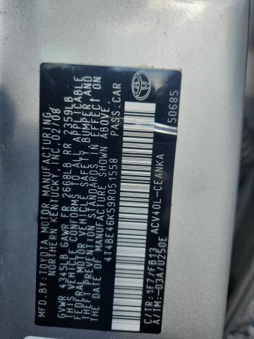 2009 Toyota Camry მანქანა იყიდება აუქციონზე, vin: 4T4BE46K59R051558, აუქციონის ნომერი: 71118956