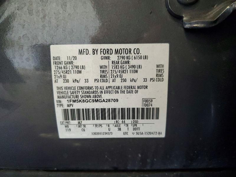 Auction sale of the 2021 Ford Explorer, vin: 1FM5K8GC9MGA28709, lot number: 67862336