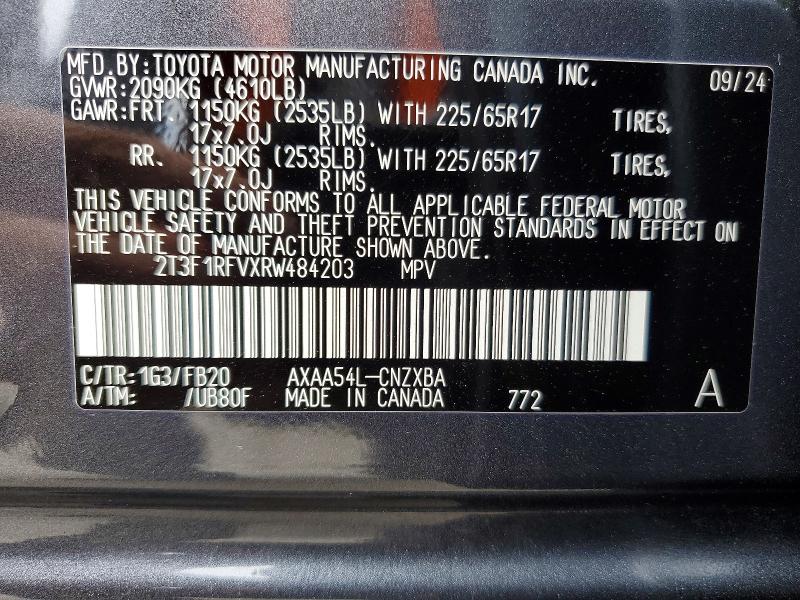 2024 Toyota Rav4 მანქანა იყიდება აუქციონზე, vin: 2T3F1RFVXRW484203, აუქციონის ნომერი: 68337936