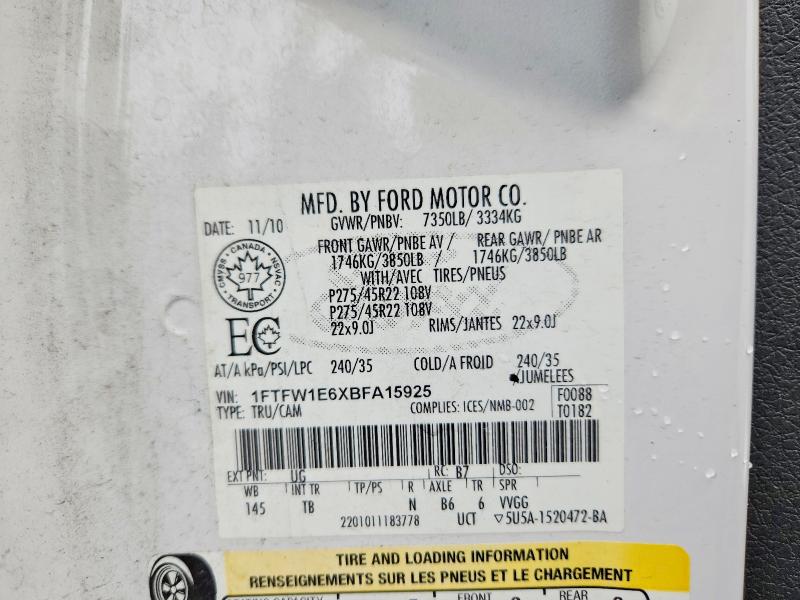 Продаж на аукціоні авто 2011 Ford F150, vin: 1FTFW1E6XBFA15925, номер лоту: 69433096