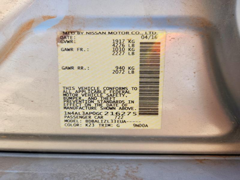 70611916 :رقم المزاد ، 1N4AL3AP0GC216275 vin ، 2016 Nissan Altima مزاد بيع