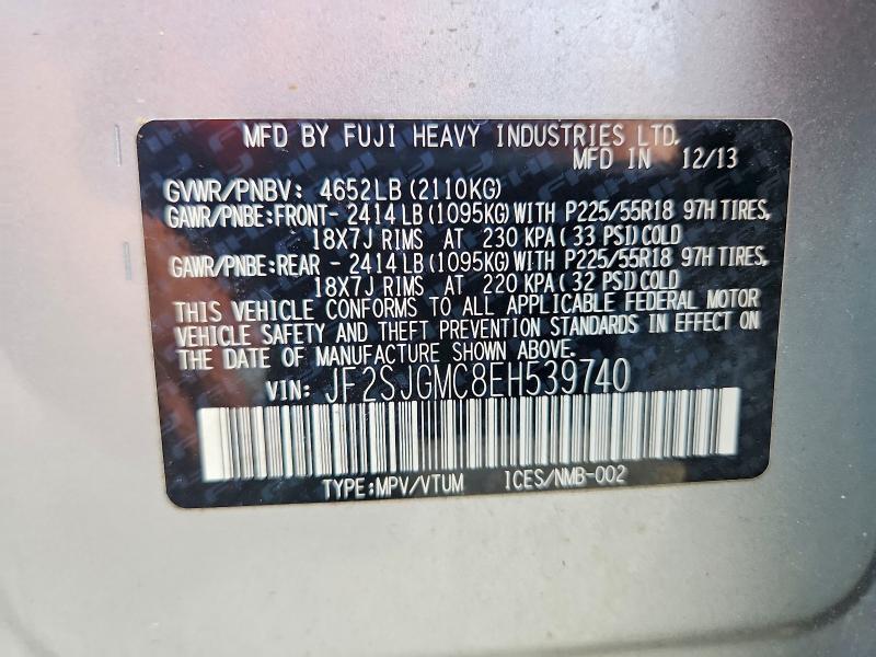 Aukcja sprzedaży 2014 Subaru Forester, vin: JF2SJGMC8EH539740, numer aukcji: 68429156