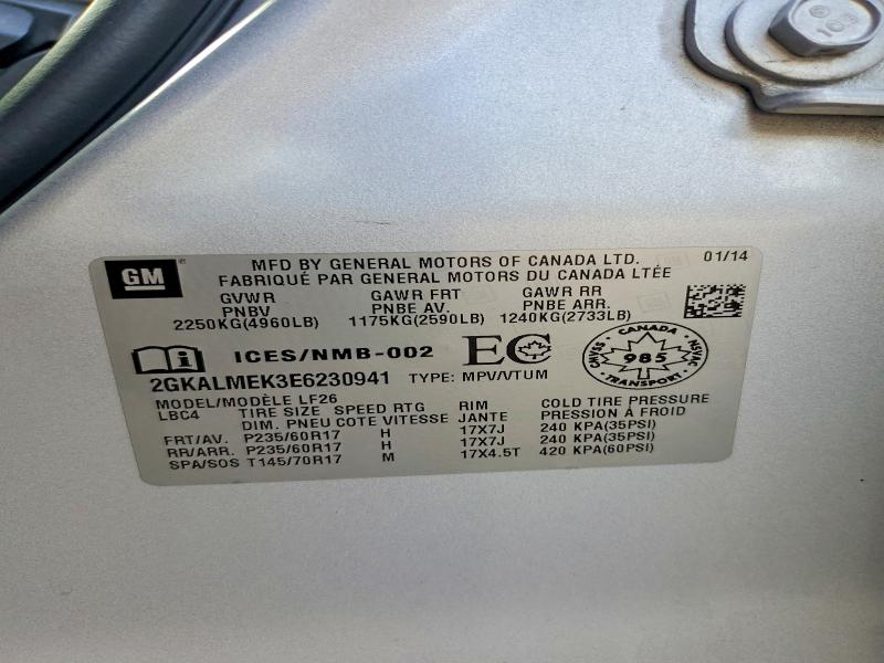 Aukcja sprzedaży 2014 Gmc Terrain, vin: 2GKALMEK3E6230941, numer aukcji: 67287836
