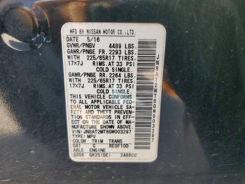 70632686 :رقم المزاد ، JN8AT2MT8GW003297 vin ، 2016 Nissan Rogue مزاد بيع