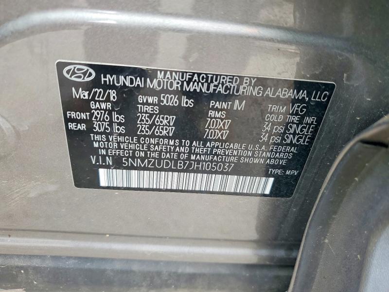 Продаж на аукціоні авто 2018 Hyundai Santa Fe Sport, vin: 5NMZUDLB7JH105037, номер лоту: 70981356