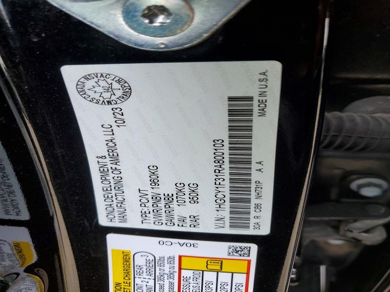 Aukcja sprzedaży 2024 Honda Accord, vin: 1HGCY1F31RA800103, numer aukcji: 68948146
