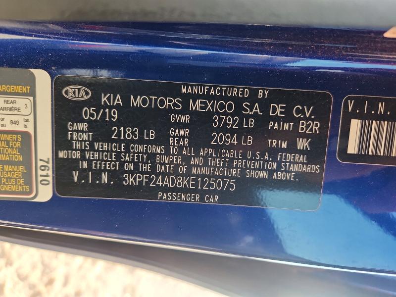 Auction sale of the 2019 Kia Forte, vin: 3KPF24AD8KE125075, lot number: 69330366