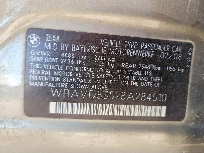 Aukcja sprzedaży 2008 Bmw 335, vin: WBAVD53528A284510, numer aukcji: 69703476