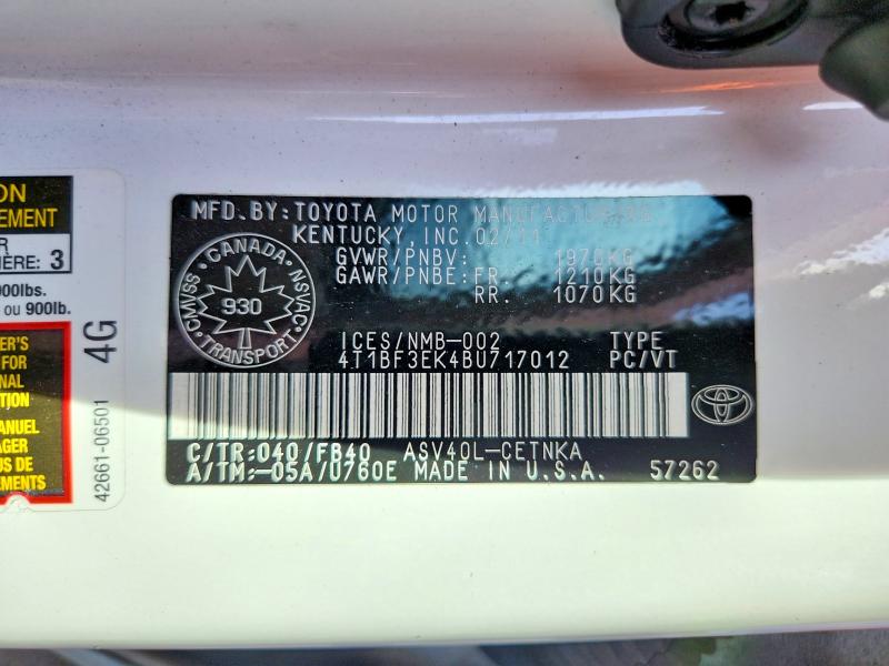 Aukcja sprzedaży 2011 Toyota Camry, vin: 4T1BF3EK4BU717012, numer aukcji: 68927946