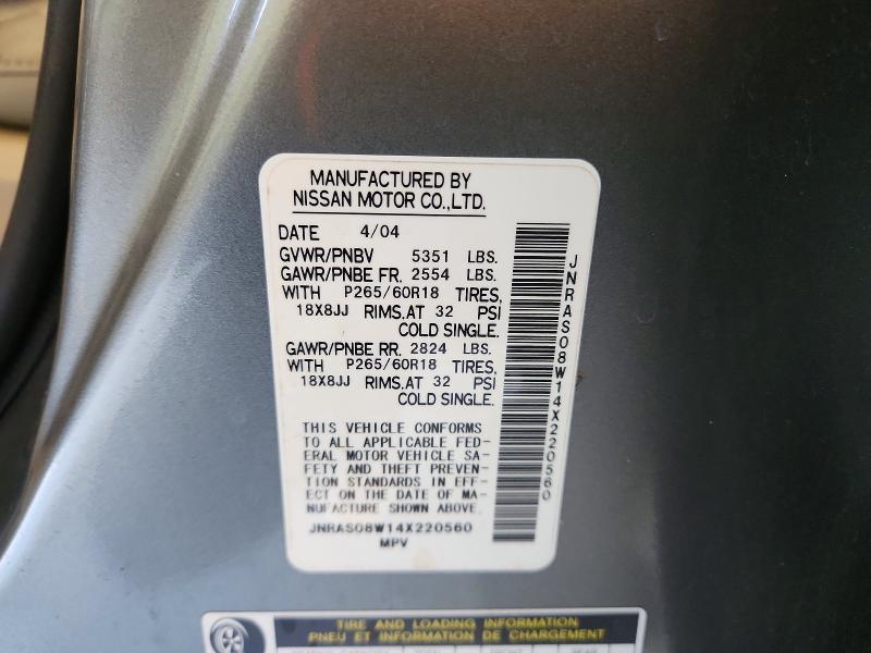 Продаж на аукціоні авто 2004 Infiniti Fx35, vin: JNRAS08W14X220560, номер лоту: 69631476