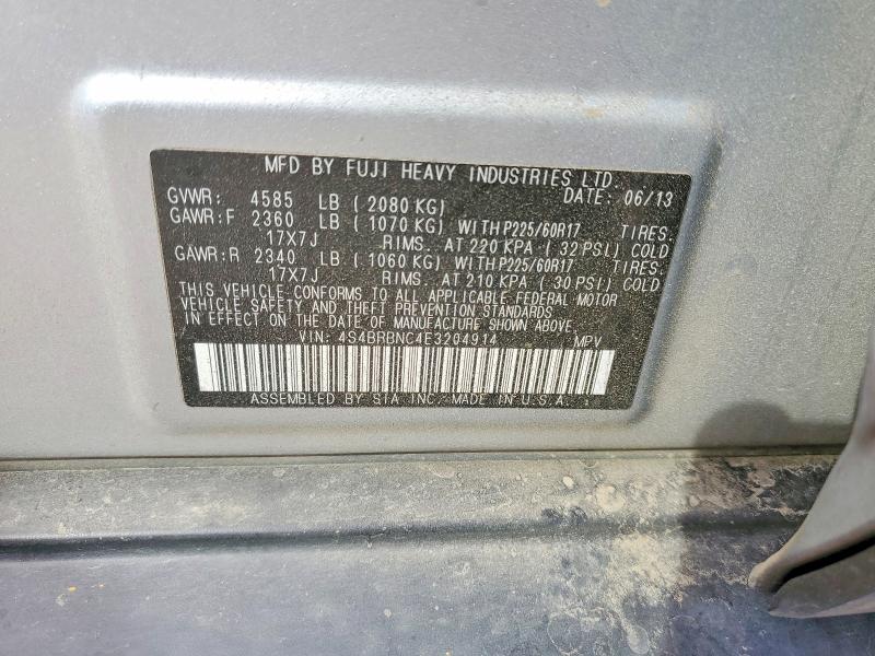 2014 Subaru Outback მანქანა იყიდება აუქციონზე, vin: 4S4BRBNC4E3204914, აუქციონის ნომერი: 67735536