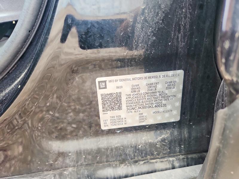 68220206 :رقم المزاد ، 3GNCJKSB6KL400131 vin ، 2019 Chevrolet Trax مزاد بيع