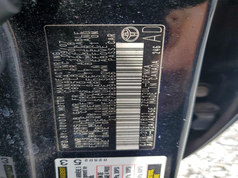 67600706 :رقم المزاد ، 2T1BR30E78C894866 vin ، 2008 Toyota Corolla مزاد بيع