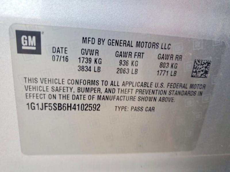 Продаж на аукціоні авто 2017 Chevrolet Sonic, vin: 1G1JF5SB6H4102592, номер лоту: 70598886