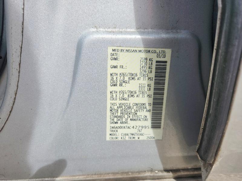 2010 Nissan Frontier მანქანა იყიდება აუქციონზე, vin: 1N6AD0ER7AC427995, აუქციონის ნომერი: 70622296