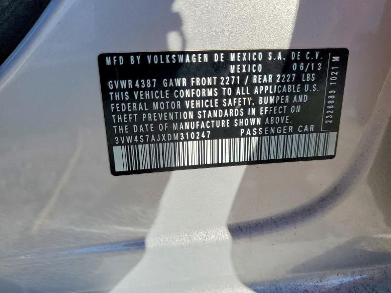 Продажа на аукционе авто 2013 Volkswagen Jetta, vin: 3VW4S7AJXDM310247, номер лота: 67280906