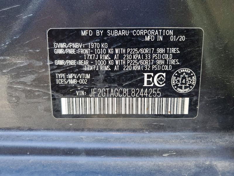 Продажа на аукционе авто 2020 Subaru Crosstrek, vin: JF2GTAGC8L8244255, номер лота: 69693426