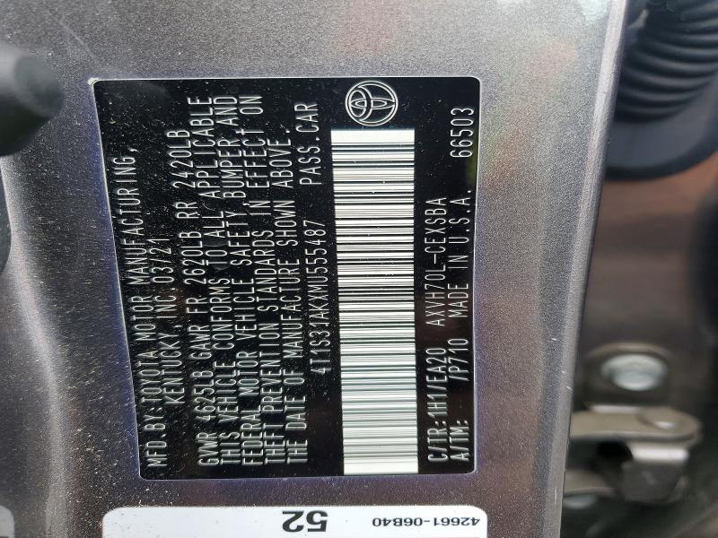 Продаж на аукціоні авто 2021 Toyota Camry, vin: 4T1S31AKXMU555487, номер лоту: 69565046