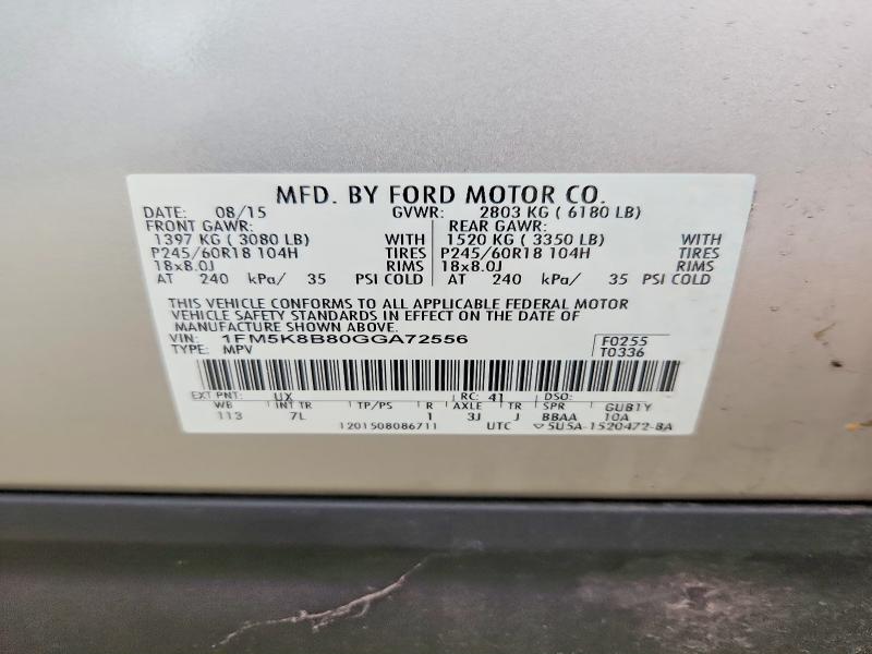 Продажа на аукционе авто 2016 Ford Explorer, vin: 1FM5K8B80GGA72556, номер лота: 68788796