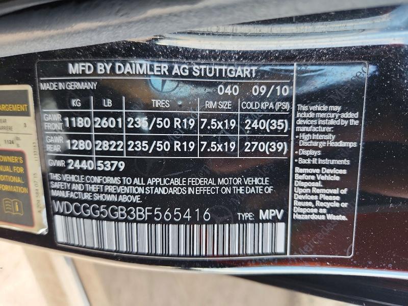Aukcja sprzedaży 2011 Mercedes-benz Glk, vin: WDCGG5GB3BF565416, numer aukcji: 68322556
