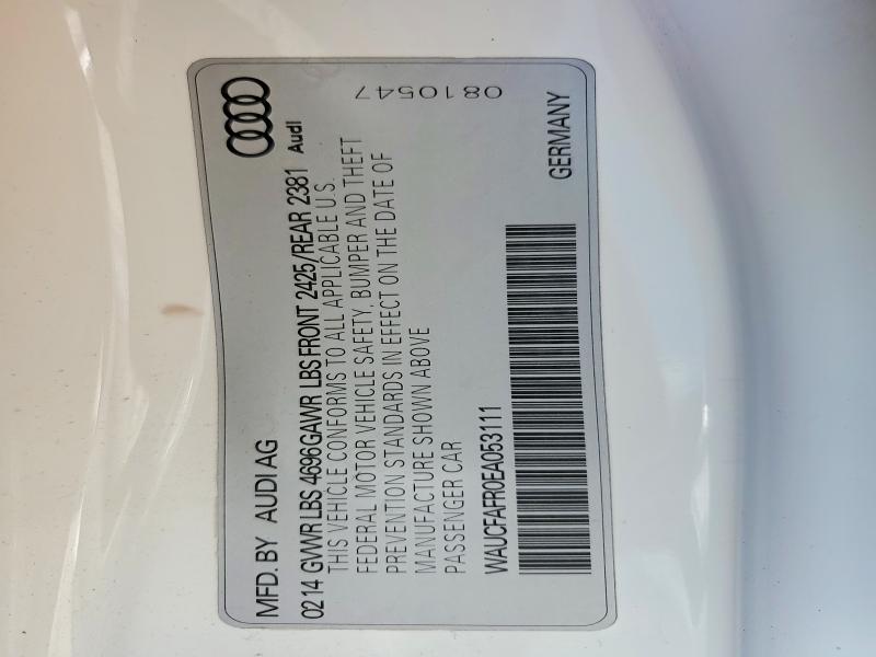 69450326 :رقم المزاد ، WAUCFAFR0EA053111 vin ، 2014 Audi A5 مزاد بيع
