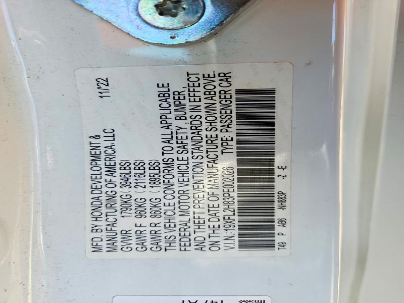 67888156 :رقم المزاد ، 19XFL2H83PE002026 vin ، 2023 Honda Civic مزاد بيع