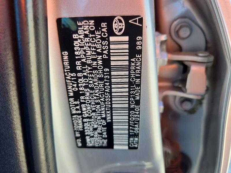 Auction sale of the 2015 Toyota Yaris, vin: VNKKTUD35FA047319, lot number: 68406906