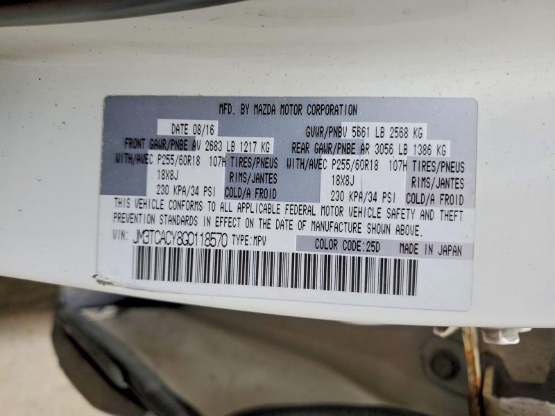 Aukcja sprzedaży 2016 Mazda Cx-9, vin: JM3TCACY8G0118570, numer aukcji: 70055386
