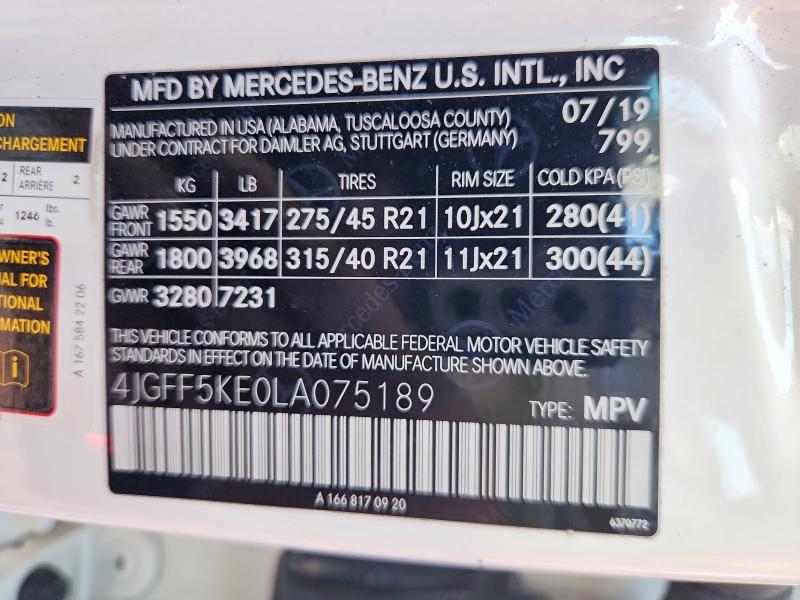 Aukcja sprzedaży 2020 Mercedes-benz Gls, vin: 4JGFF5KE0LA075189, numer aukcji: 68553666