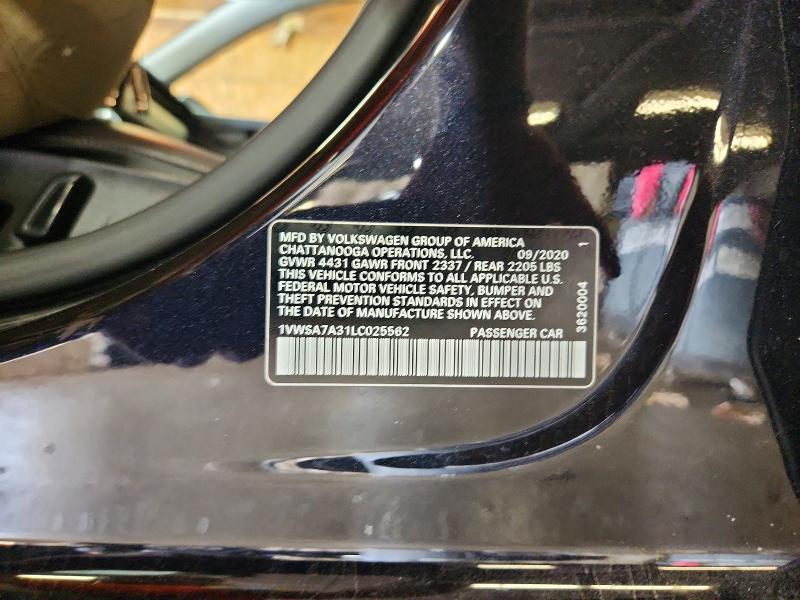 Aukcja sprzedaży 2020 Volkswagen Passat, vin: 1VWSA7A31LC025562, numer aukcji: 66540306