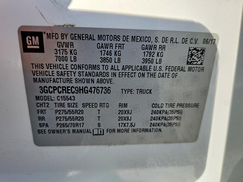 Aukcja sprzedaży 2017 Chevrolet Silverado, vin: 3GCPCREC9HG476736, numer aukcji: 69846776