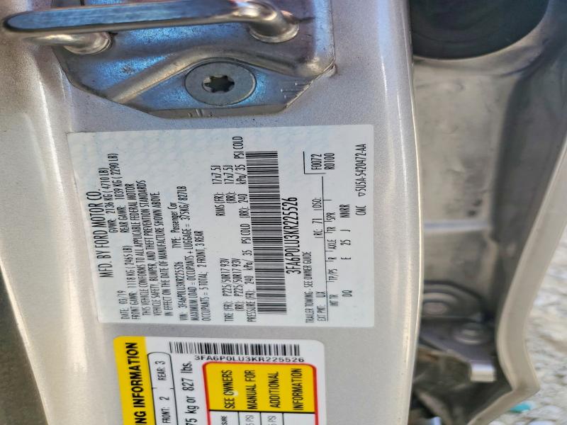 Продаж на аукціоні авто 2019 Ford Fusion, vin: 3FA6P0LU3KR225526, номер лоту: 68423136