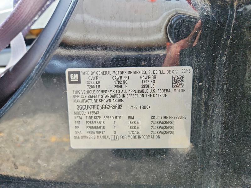 Продаж на аукціоні авто 2016 Chevrolet Silverado, vin: 3GCUKREC3GG265603, номер лоту: 67162256