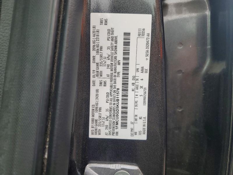 Продажа на аукционе авто 2019 Ford Escape, vin: 1FMCU0GD5KUB11578, номер лота: 70701426
