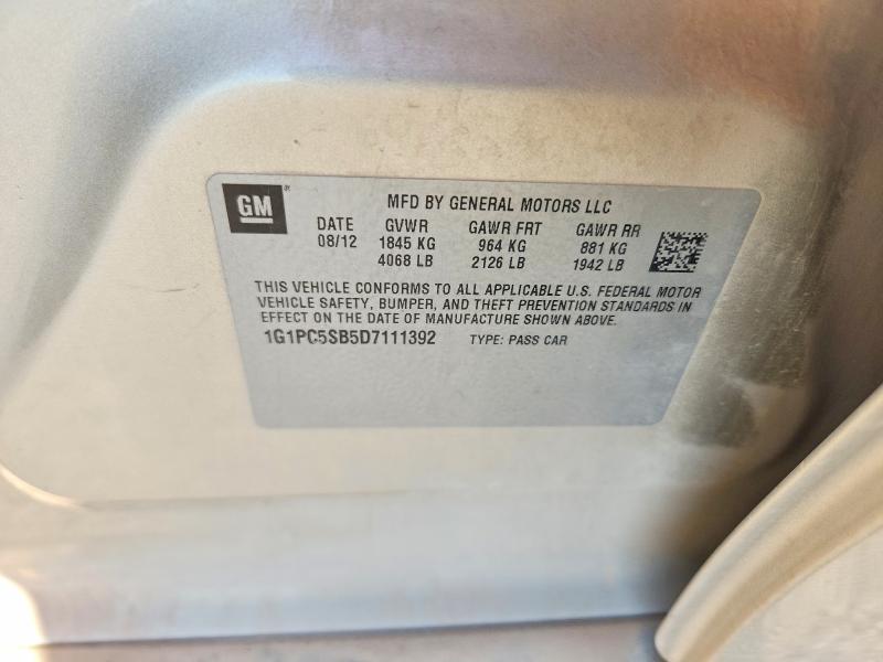 66855286 :رقم المزاد ، 1G1PC5SB5D7111392 vin ، 2013 Chevrolet Cruze مزاد بيع